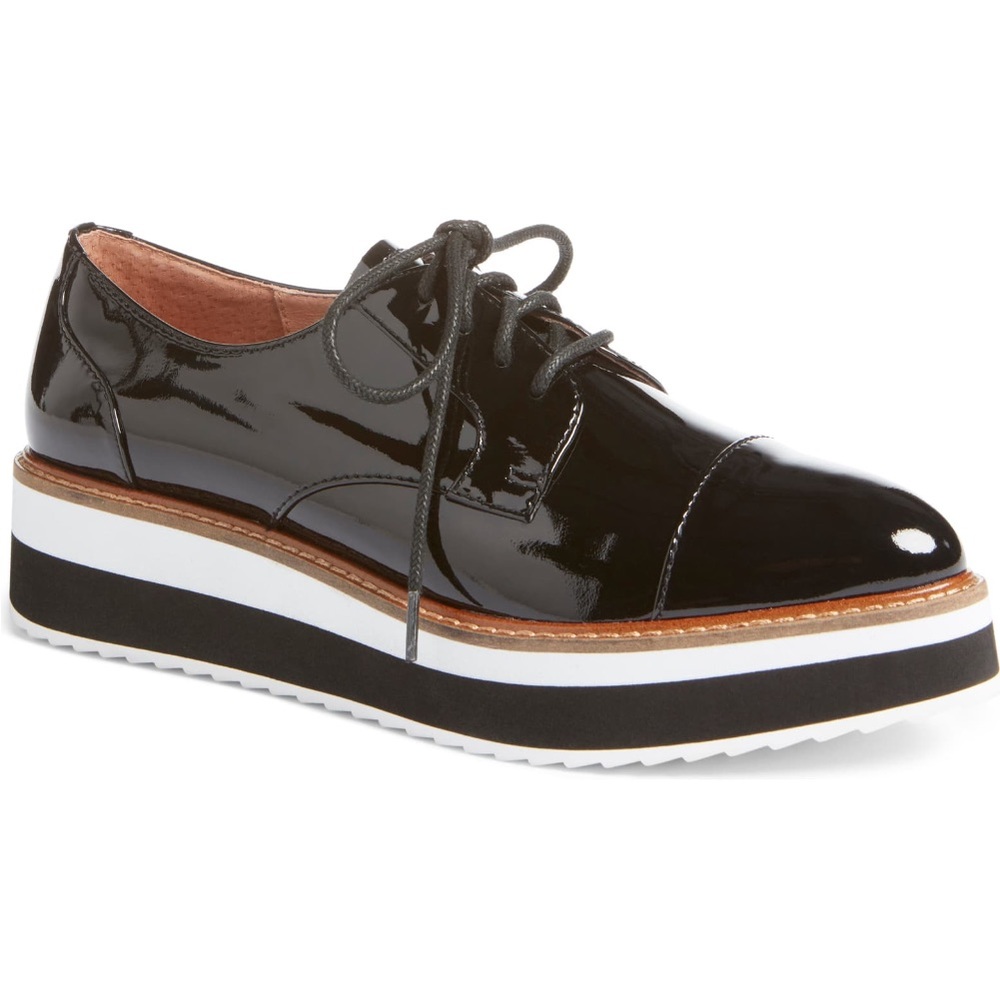 Halogen x Atlantic Pacific Gabriela Platform Oxford, Black and White Striped